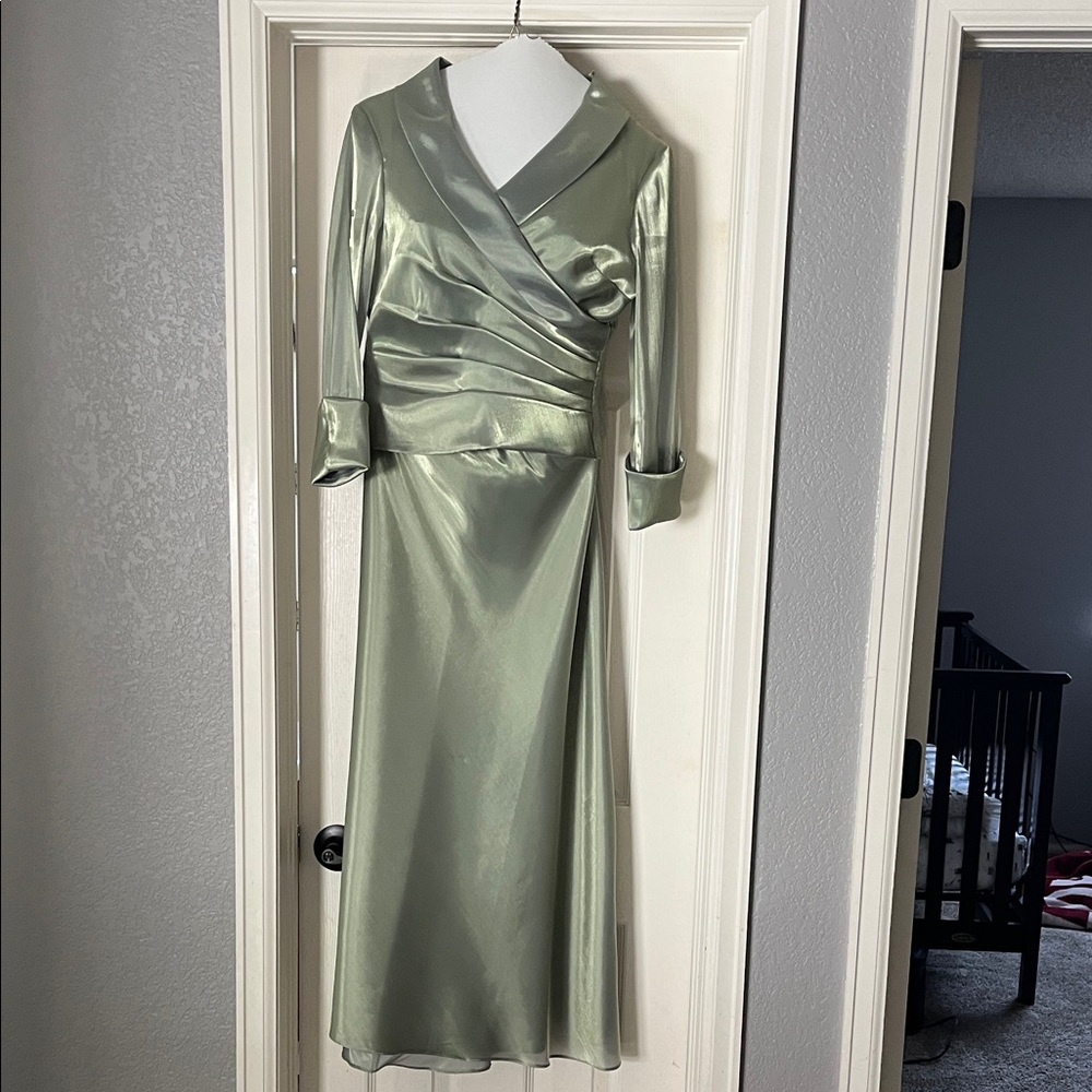 Chadwicks Shimmering Light Green Long Sleeve Dress